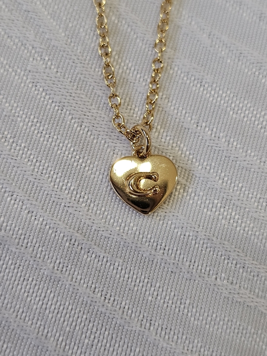 Coach Gold Heart Pendant Necklace with 'C' Initial - Picture 1 of 12